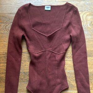 Abercrombie & Fitch Maroon Long Sleeve Bodysuit